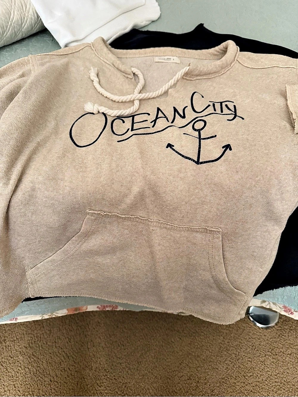 aerie Crewneck Sweatshirt Beige Large